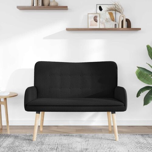 Sofa za dvije osobe Crna 115 x 61 x 87 cm Bouclé - Crna Cijena