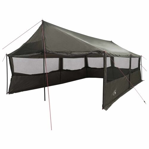 Obiteljski šator s krovom Smeđa siva 600 x 400 x 268 cm - Smeđa i siva 600 x 400 x 268/168 cm Cijena