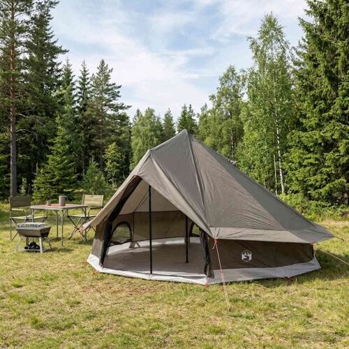 Tipi šator 18-osobni Smeđa siva Poliester i čelik - Smeđa siva Za 18 osoba Cijena