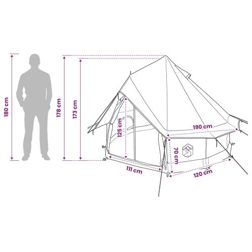 Tipi šator 4-osobni Smeđa siva Poliester i čelik - Smeđa siva 4 osobe Cijena