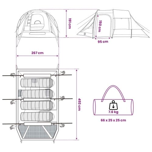 Kabinski šator 4-osobni Maslinastozelena Poliester i čelik - Maslinastozelena 4 osobe Cijena