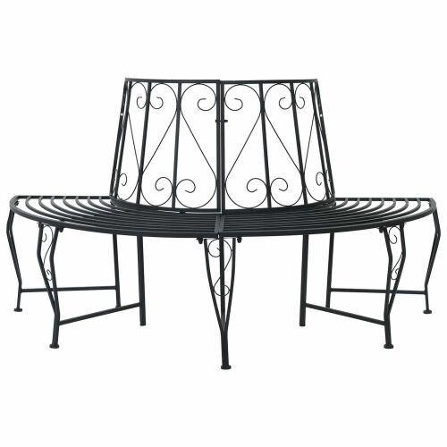 Klupa pod drvetom 4-Broj sjedala 160 x 80 x 89 cm Čelik Crna - polukružni Crna naslon s dizajnom scrolla Cijena