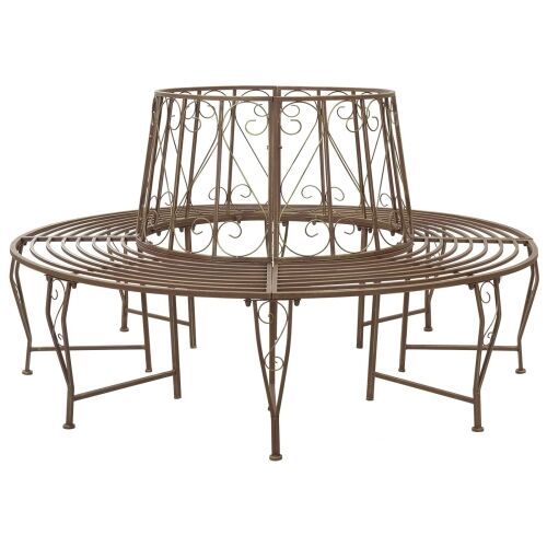 Klupa pod drvetom 8-Broj sjedala Ø 160 x 89 cm Čelik - Okruglo antička smeđa naslon s dizajnom scrolla Cijena