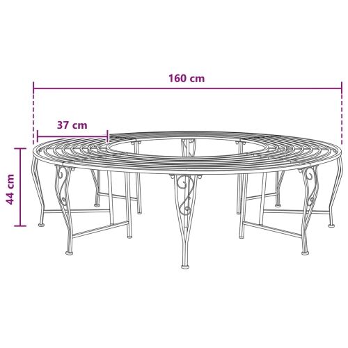 Klupa pod drvetom 8-Broj sjedala Ø 160 x 44 cm Čelik - Okruglo Srebrno siva bez naslona za leđa Cijena