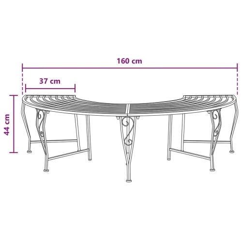 Klupa pod drvetom 4-Broj sjedala 160 x 80 x 44 cm Čelik Crna - polukružni Crna bez naslona za leđa Cijena
