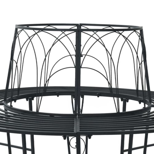 Klupa pod drvetom 8-Broj sjedala Ø 160 x 89 cm Čelik Crna - Okruglo Crna naslon s valovitim dizajnom Cijena