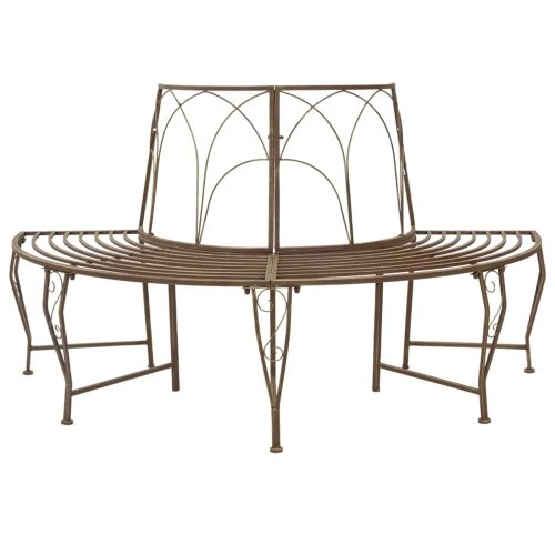 Klupa pod drvetom 4-Broj sjedala 160 x 80 x 89 cm Čelik - polukružni antička smeđa naslon s valovitim dizajnom Cijena