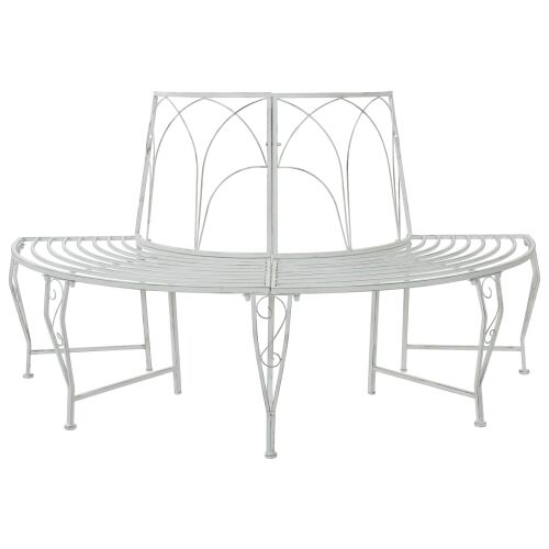 Klupa pod drvetom 4-Broj sjedala 160 x 80 x 89 cm Čelik - polukružni antično bijela naslon s valovitim dizajnom Cijena