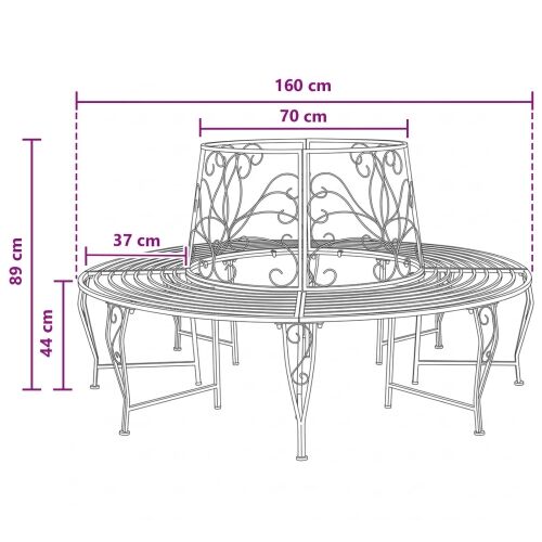Klupa pod drvetom 8-Broj sjedala Ø 160 x 89 cm Čelik - Okruglo antično bijela naslon s cvjetnim dizajnom Cijena