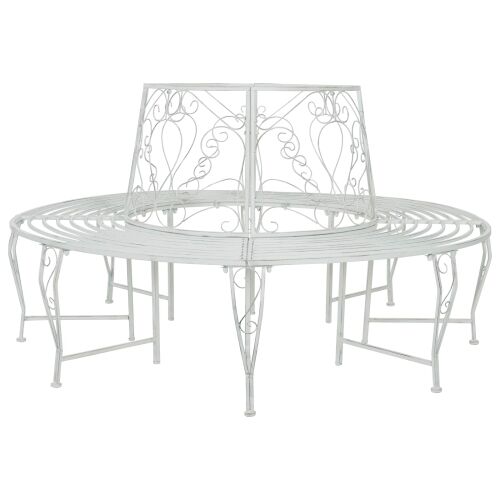 Klupa pod drvetom 8-Broj sjedala Ø 160 x 89 cm Čelik - Okruglo antično bijela naslon s dizajnom srca Cijena