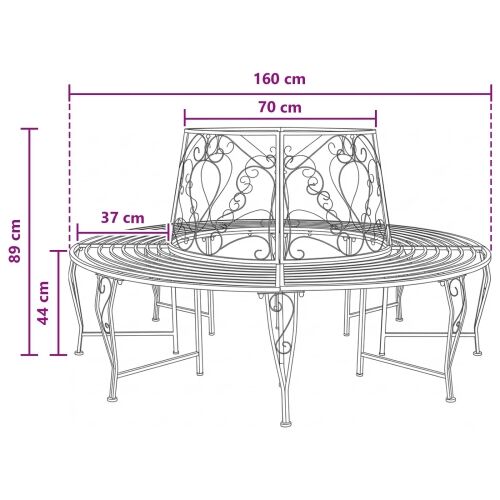 Klupa pod drvetom 8-Broj sjedala Ø 160 x 89 cm Čelik - Okruglo antično bijela naslon s dizajnom srca Cijena