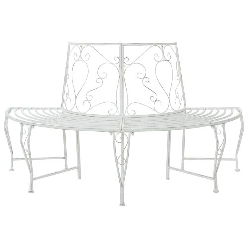 Klupa pod drvetom 4-Broj sjedala 160 x 80 x 89 cm Čelik - polukružni antično bijela naslon s dizajnom srca Cijena