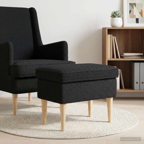 Stolica za noge Crna 55 x 35 x 41 cm Bouclé - Crna Cijena