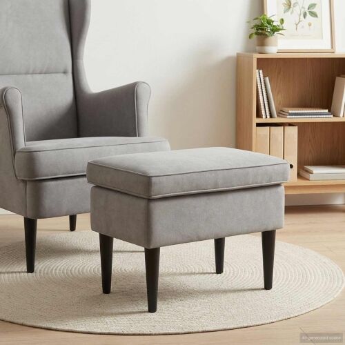 Stolica za noge Svjetlosiva 55 x 35 x 41 cm Baršun - Svjetlosiva Cijena