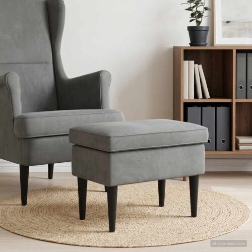 Stolica za noge Tamnosiva 55 x 35 x 41 cm Baršun - Tamnosiva Cijena