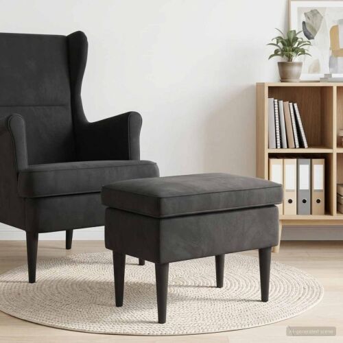 Stolica za noge Crna 55 x 35 x 41 cm Baršun - Crna Cijena