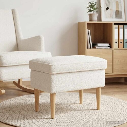 Stolica za noge Krem 55 x 35 x 41 cm Bouclé - Krem Cijena