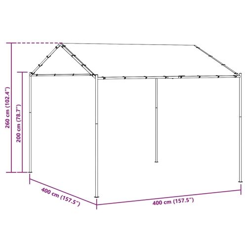 Gazebo 4 x 4 x 2,6 m Sivosmeđa Poliester i čelik Cijena