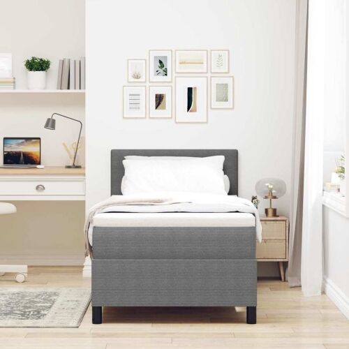 Box spring krevet Svijetlo siva i bijela. 100 x 200 cm - Svjetlosiva 100 x 200 cm Nizak uzglavlju Cijena