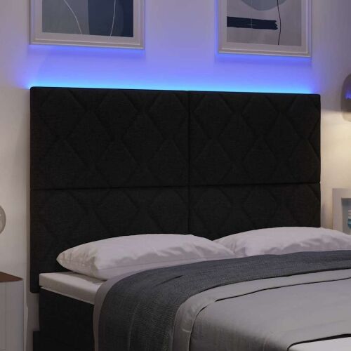 LED glava kreveta Crna 144 cm tkanina - Crna 144 cm Visoki uzglavlje Cijena