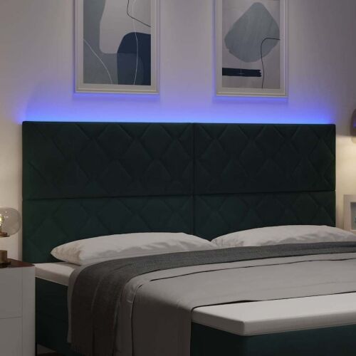 LED glava kreveta Tamnozelena 200 cm Baršun - Tamnozelena 200 cm Visoki uzglavlje Cijena