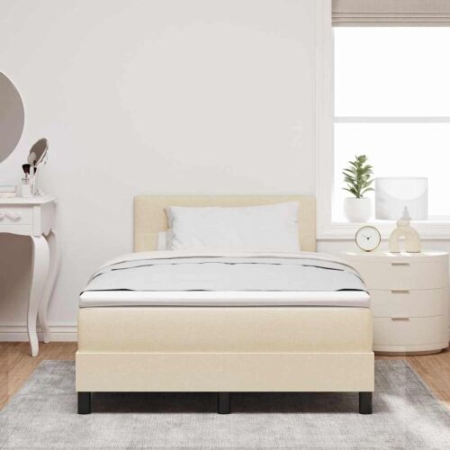 Box spring krevet s uzglavljem Krema 120 x 200 cm tkanina - Krema 120 x 200 cm Prošiveno gumbima Cijena