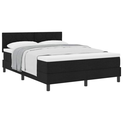 Box spring krevet s uzglavljem Crna 140 x 200 cm tkanina - Crna 140 x 200 cm Dizajn s rombovima Cijena