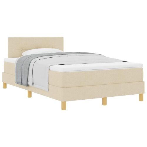 Box spring krevet s jastukom Krema 120 x 200 cm tkanina - Krema 120 x 200 cm Prošiveno gumbima Cijena