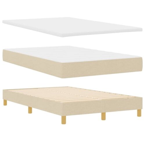 Box spring krevet s jastukom Krema 120 x 200 cm tkanina - Krema 120 x 200 cm Prošiveno gumbima Cijena