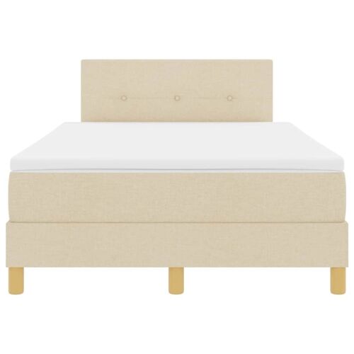 Box spring krevet s jastukom Krema 120 x 200 cm tkanina - Krema 120 x 200 cm Prošiveno gumbima Cijena