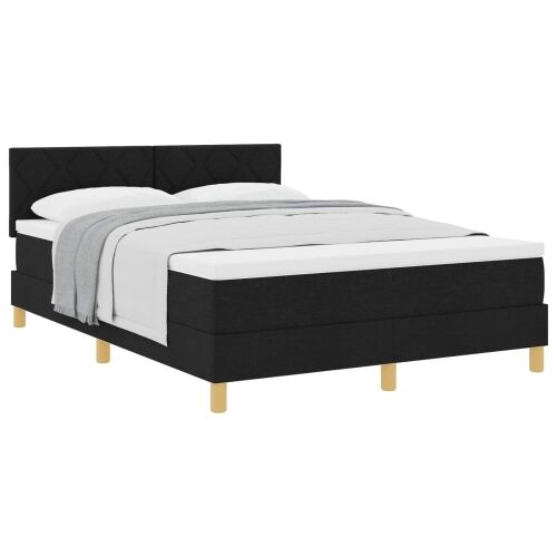 Box spring krevet s jastukom Crna 140 x 190 cm tkanina - Crna 140 x 190 cm Dizajn s rombovima Cijena