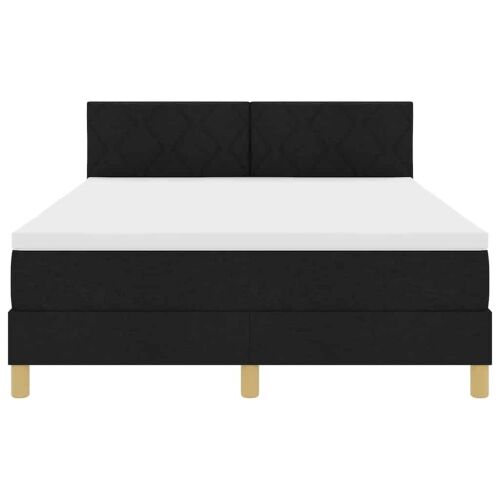 Box spring krevet s jastukom Crna 140 x 190 cm tkanina - Crna 140 x 190 cm Dizajn s rombovima Cijena