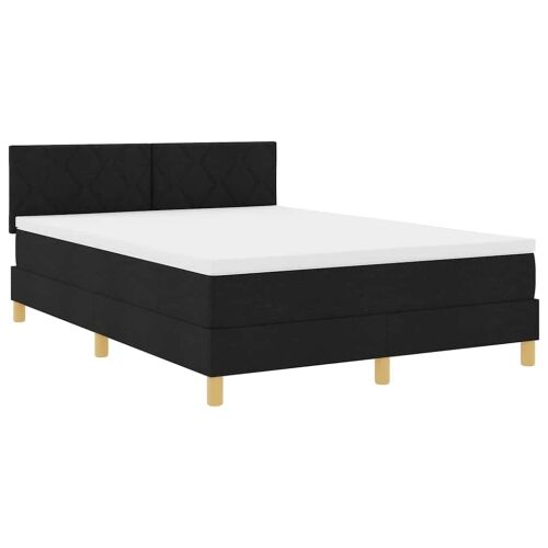 Box spring krevet s jastukom Crna 140 x 190 cm tkanina - Crna 140 x 190 cm Dizajn s rombovima Cijena