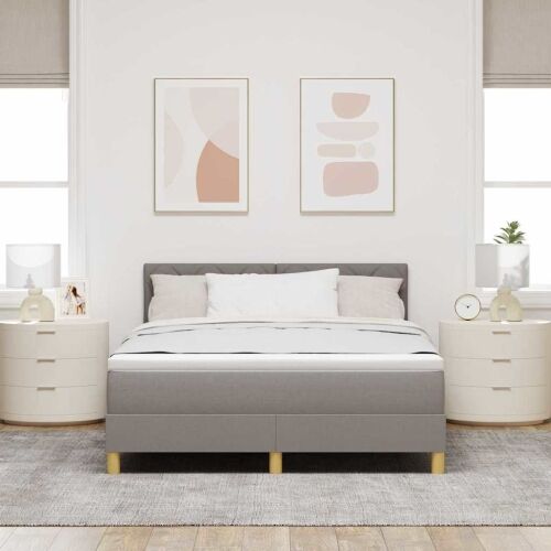 Box spring krevet Sivo-smeđa 140 x 200 cm tkanina - Sivo-smeđa 140 x 200 cm Dizajn s rombovima Cijena