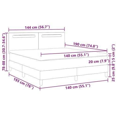 Box spring krevet Bijelo 140 x 190 cm Umjetna koža - Bijelo 140 x 190 cm Jednostavan dizajn s LED Cijena