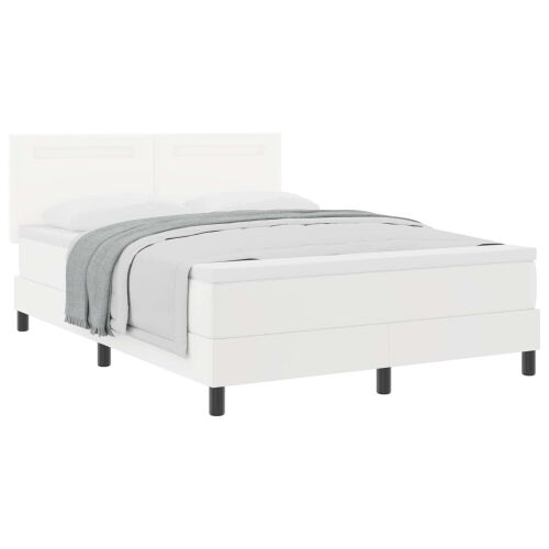 Box spring krevet Bijelo 140 x 190 cm Umjetna koža - Bijelo 140 x 190 cm Jednostavan dizajn s LED Cijena