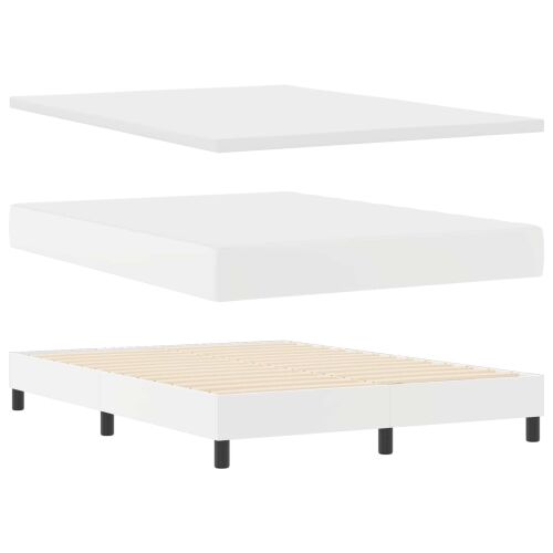 Box spring krevet Bijelo 140 x 200 cm Umjetna koža - Bijelo 140 x 200 cm Jednostavan dizajn s LED Cijena