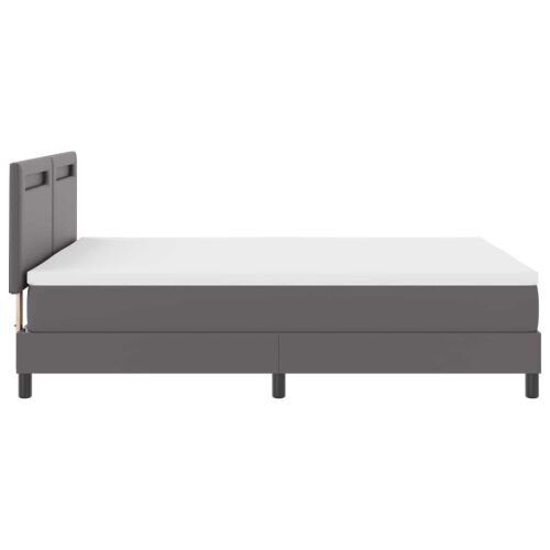Box spring krevet Siva 140 x 200 cm Umjetna koža - Siva 140 x 200 cm Jednostavan dizajn s LED Cijena