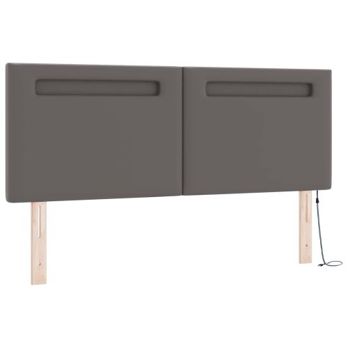 Box spring krevet Siva 140 x 200 cm Umjetna koža - Siva 140 x 200 cm Jednostavan dizajn s LED Cijena