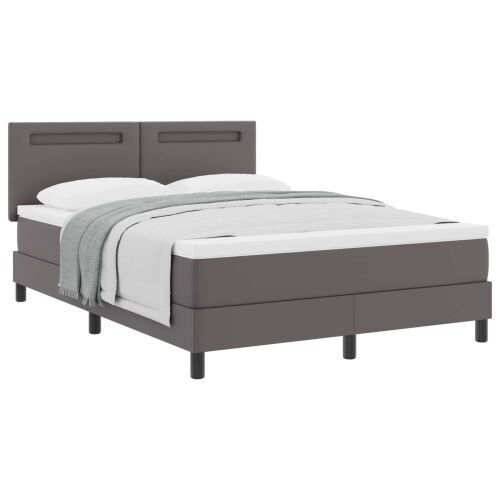 Box spring krevet Siva 140 x 200 cm Umjetna koža - Siva 140 x 200 cm Jednostavan dizajn s LED Cijena