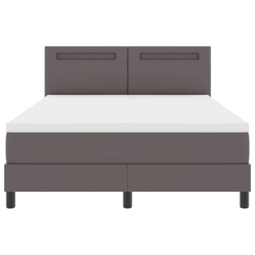 Box spring krevet Siva 140 x 200 cm Umjetna koža - Siva 140 x 200 cm Jednostavan dizajn s LED Cijena