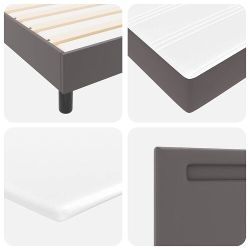 Box spring krevet Siva 140 x 200 cm Umjetna koža - Siva 140 x 200 cm Jednostavan dizajn s LED Cijena