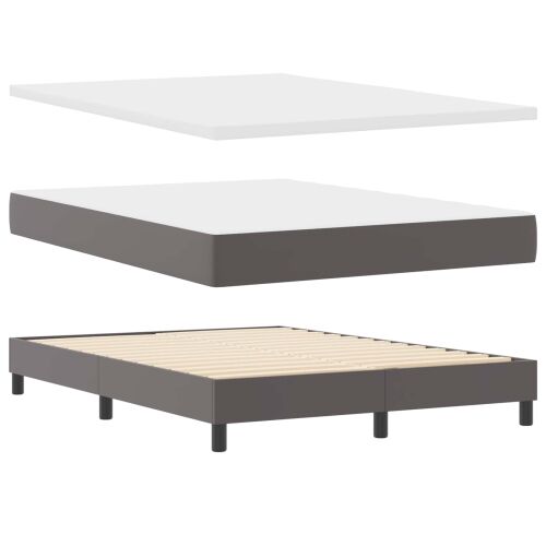 Box spring krevet Siva 140 x 200 cm Umjetna koža - Siva 140 x 200 cm Jednostavan dizajn s LED Cijena