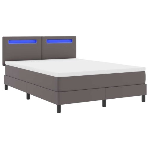 Box spring krevet Siva 140 x 200 cm Umjetna koža - Siva 140 x 200 cm Jednostavan dizajn s LED Cijena