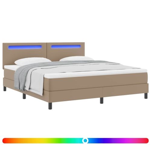Box spring krevet s madracem Boja cappuccina 180 x 200 cm - Boja cappuccina 180 x 200 cm Jednostavan dizajn s LED Cijena