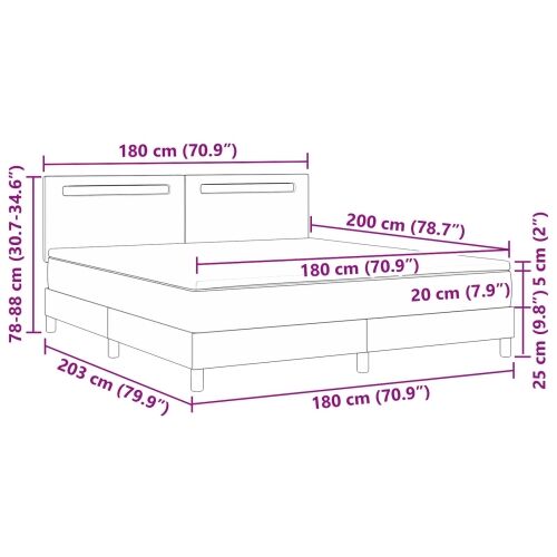 Box spring krevet s madracem Boja cappuccina 180 x 200 cm - Boja cappuccina 180 x 200 cm Jednostavan dizajn s LED Cijena
