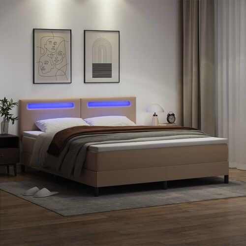 Box spring krevet s madracem Boja cappuccina 180 x 200 cm - Boja cappuccina 180 x 200 cm Jednostavan dizajn s LED Cijena
