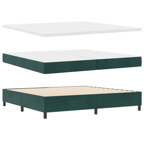 Box spring krevet Tamnozelena 200 x 200 cm Baršun - Tamnozelena 200 x 200 cm Dizajn s rombovima Cijena