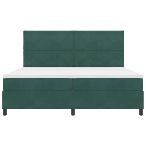 Box spring krevet Tamnozelena 200 x 200 cm Baršun - Tamnozelena 200 x 200 cm Dizajn s rombovima Cijena