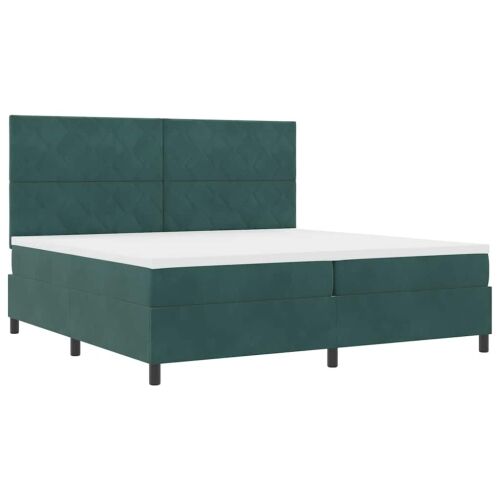Box spring krevet Tamnozelena 200 x 200 cm Baršun - Tamnozelena 200 x 200 cm Dizajn s rombovima Cijena